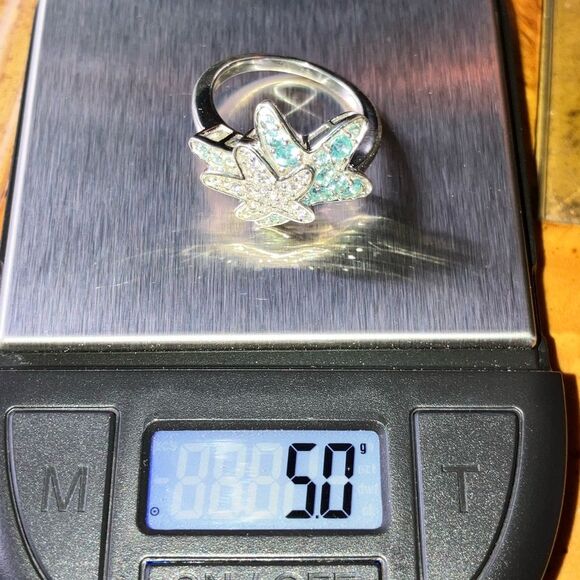 Natural Blue Apatite Moissanite Sterling Silver Starfish Ring Size 8 - Picture 8 of 8